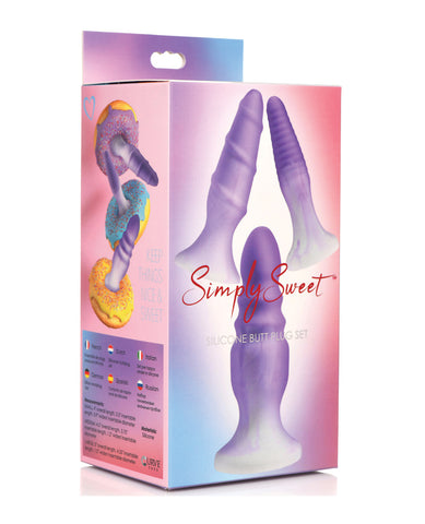 Curve Toys Simply Sweet Silicone Butt Plug Set - Purple