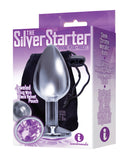 The 9's The Silver Starter Bejeweled Round Stainless Steel Plug - Violet