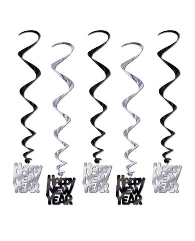 Happy New Year Whirls - Black/Silver