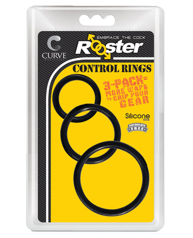 Curve Novelties Rooster Control Rings - Black Set of 3