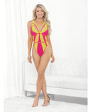 Festival Wear Strappy Teddy w/Brazilian Back Neon LG