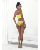 Neon Lace Corset Top w/Ring Accent & Panty Neon Lime MD