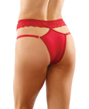 Bottoms Up Ren Microfiber Bikini Panty w/Lace Waist Red S/M