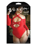 Vixen Havana Nights Long Sleeve Bodysuit w/Snap Closure Red QN