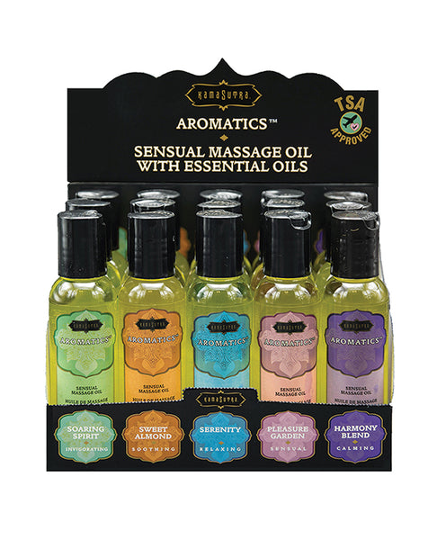 Kama Sutra Aromatics Massage Oil Display - 2 oz Asst. Scents Display of 15