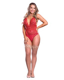 Risqué Business Lace & Mesh Teddy w/Snap Crotch Red L/XL
