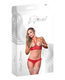 Risqué Business Cupless Bra & Crotchless Panty Red L/XL