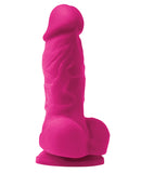 Colours Pleasures 4" Dong w/Balls & Suction Cup - Pink