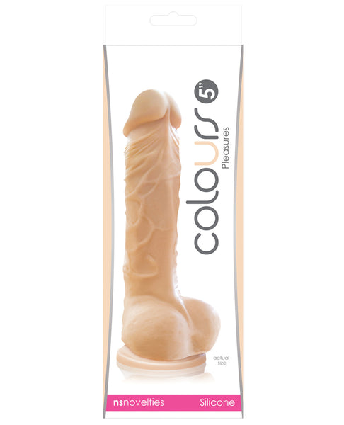Colours Pleasures 5" Dong w/Balls & Suction Cup - White