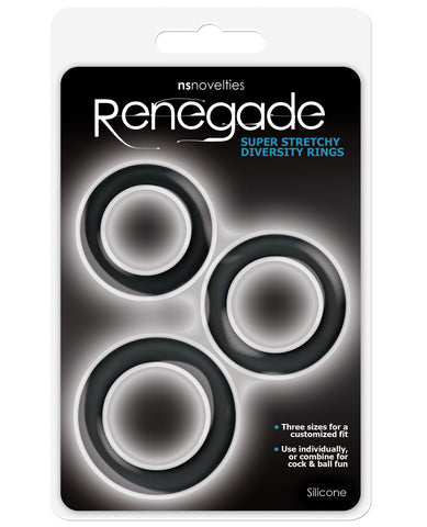 Renegade Diversity Rings - Black Pack of 3