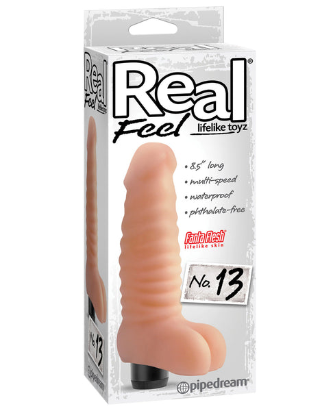 Real Feel No. 13  Long 8.5" Vibe Waterproof - Mutli-speed Flesh