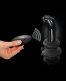 Icicles No. 84 Hand Blown Glass Vibrating Butt Plug w/Remote - Black