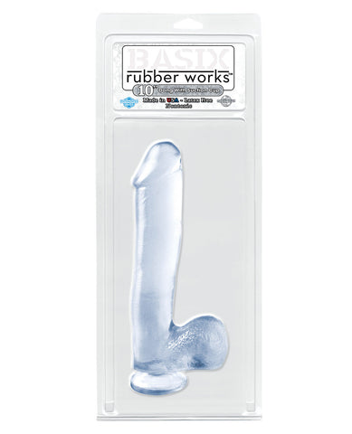 Basix Rubber Works 10" Dong w/Suction Cup - Clear