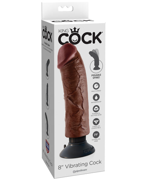 King Cock 8" Vibrating Cock - Brown