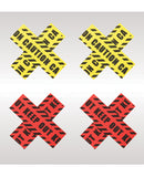 Peekaboos Caution X Pasties - 2 Pairs 1 Red/1 Yellow
