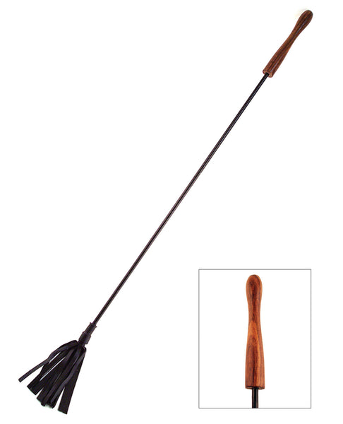 Rouge Leather Riding Crop w/Wooden Handle - Black
