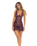 Rene Rofe Sneak Peak Chemise & G-String Purple S/M