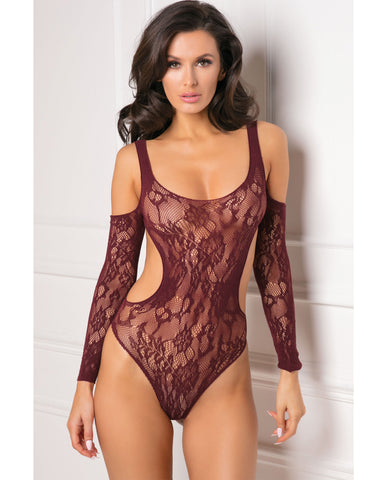 Rene Rofe Set The Mood Bodysuit Burgandy O/S