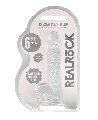 Shots RealRock Realistic Crystal Clear 6" Dildo w/Balls -  Transparent Clear