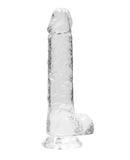 Shots RealRock Realistic Crystal Clear 8" Dildo w/Balls - Transparent Clear