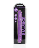 Shots RealRock 12" Double Dong Glow in the Dark - Neon Purple