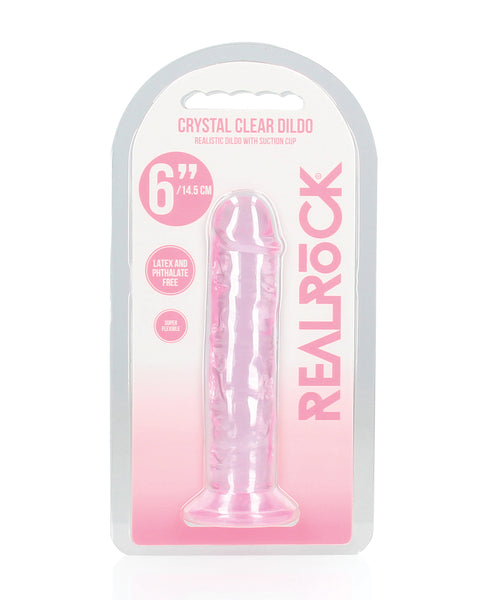 Shots RealRock Crystal Clear 6" Straight Dildo w/Suction Cup - Pink