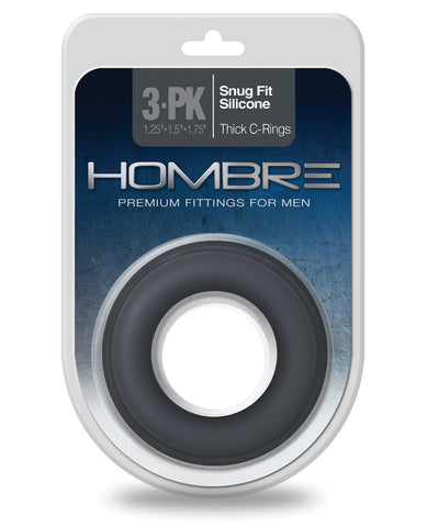 Hombre Snug Fit Silicone Thick C Rings - Charcoal Pack of 3